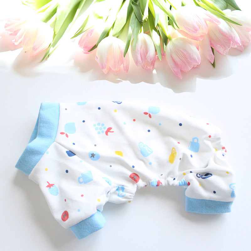 Cartoon Cotton Four-legged Pajamas Multicolor Dog Pet Clothes Cat Four-legged Pants